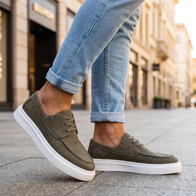 Zapatillas Ilium | Premium de piel color caqui
