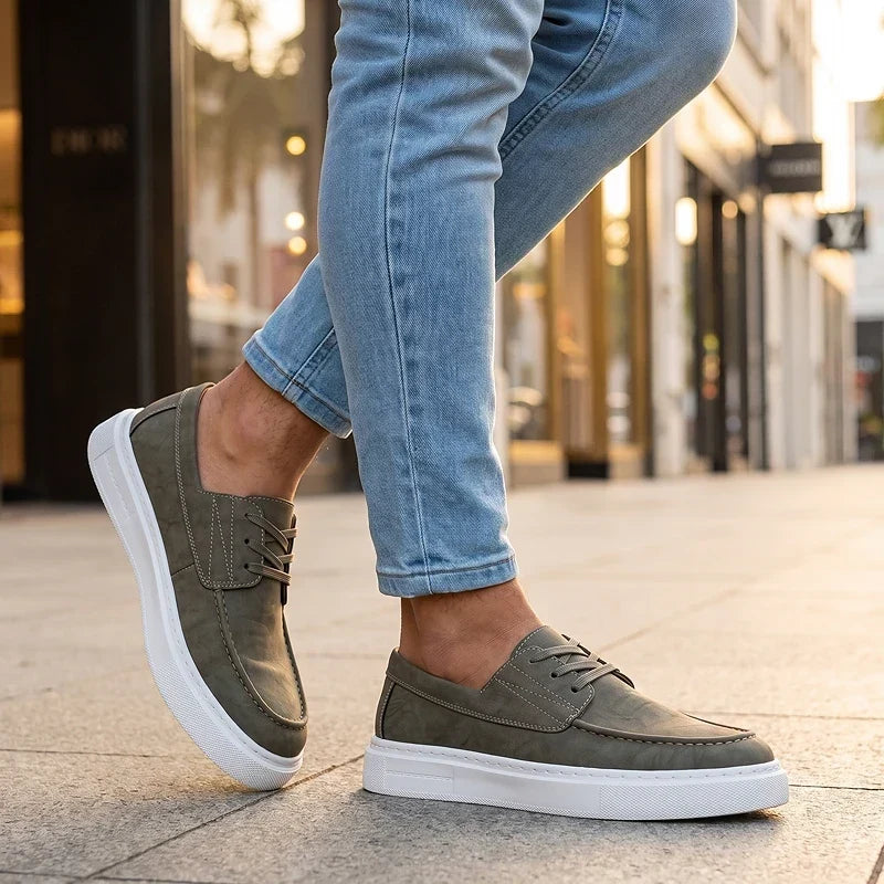 Zapatillas Ilium | Premium de piel color caqui
