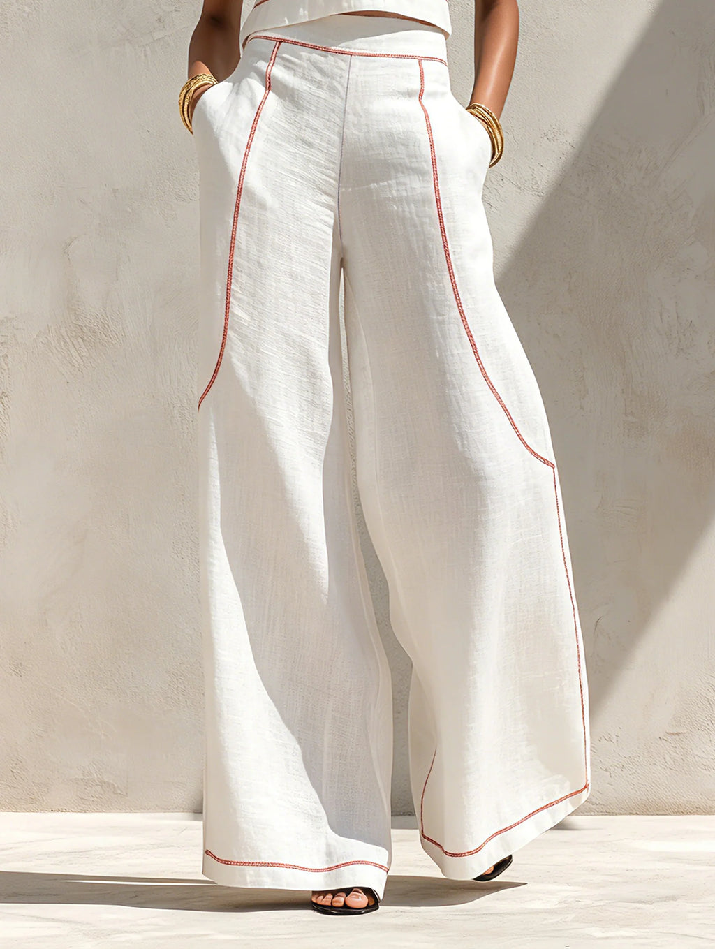 Conjunto de lino con costuras en contraste