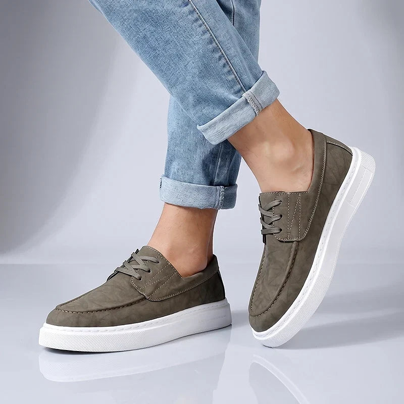 Zapatillas Ilium | Premium de piel color caqui