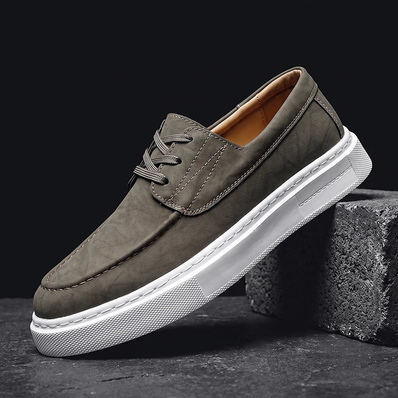 Zapatillas Ilium | Premium de piel color caqui