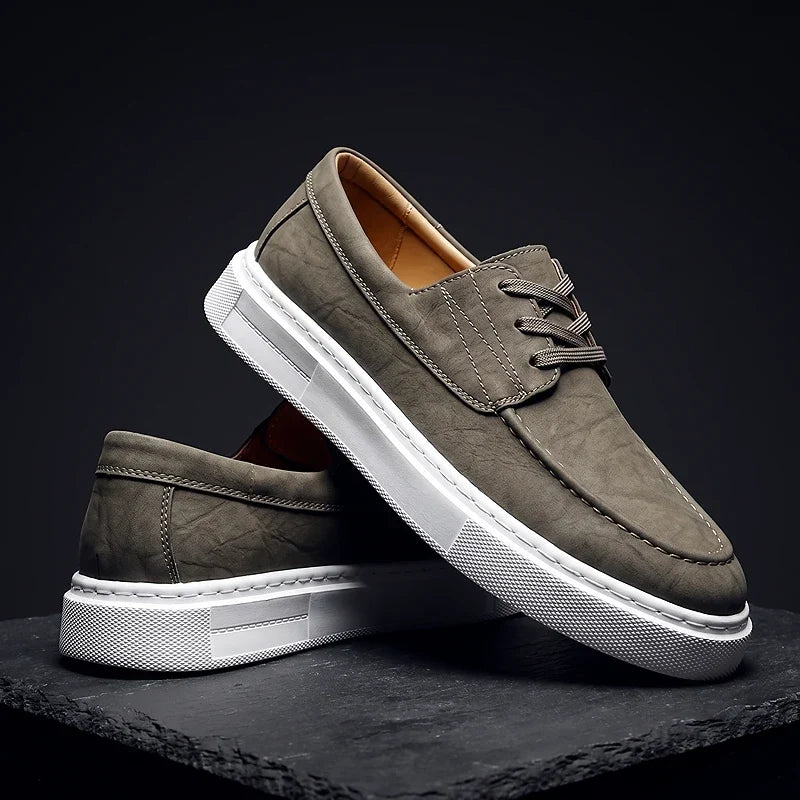 Zapatillas Ilium | Premium de piel color caqui