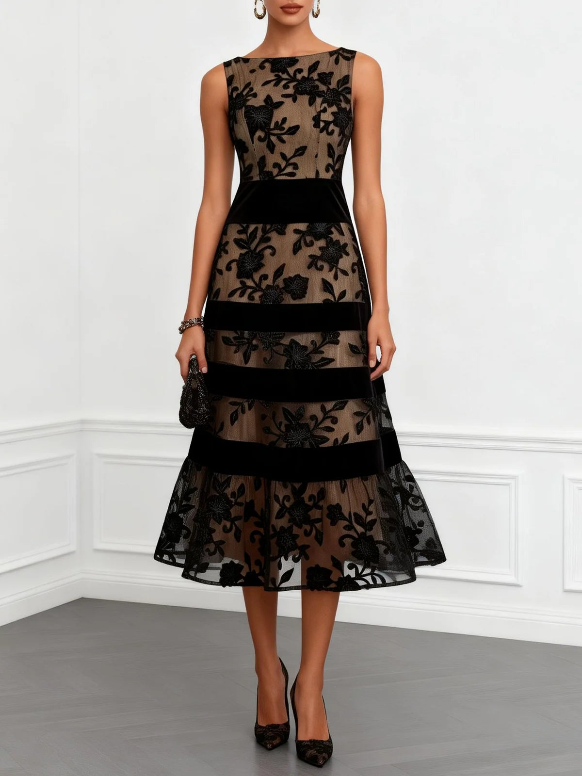 Electra | Vestido midi negro