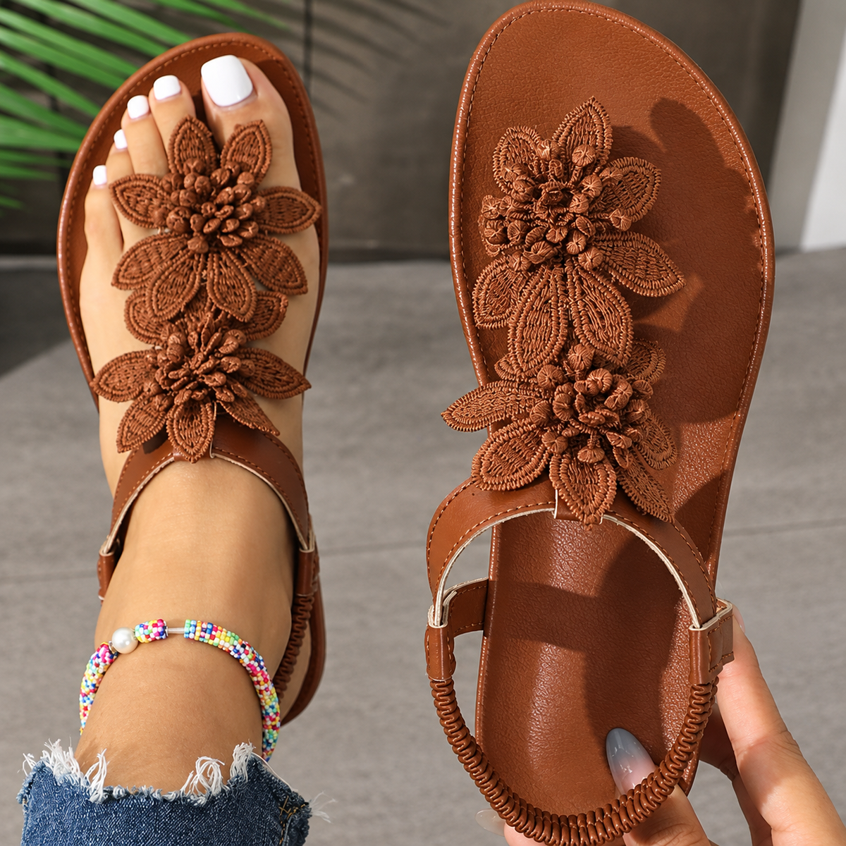 Mar | Sandalias de flores con Perlas
