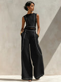 Conjunto de lino con costuras en contraste