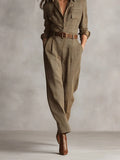 Anna | Conjunto de camisa y pantalón a cuadros monocromáticos