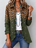 Chaqueta Mujer Leopardo Verde Militar con Volantes.