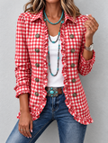 Chaqueta Mujer Cuadros Vichy Rojo con Volantes.