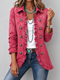 Chaqueta Mujer Paisley Rosa Fucsia con Volantes.